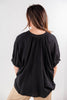 Textured Glam Oversized Cotton Blend V-Neck Blouse