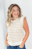 Sweetheart Stripes Flutter Sleeve Striped Knit Top