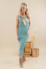 Curve Appeal Horizontal Stripe Sleeveless Fitted Midi Dress
