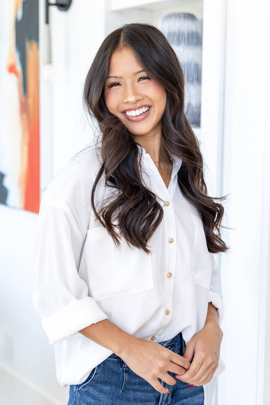 Sunrise Threads Long Sleeve Button Down Top
