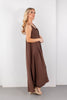 Modern Muse Brown Pintuck Pleated Maxi Dress