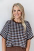 Perfect Match Gingham Crew Neck Short Sleeve Knit Top