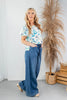 Bloom Time Floral Print Balloon Sleeve Top