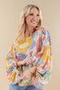 Floral Flashback Retro Floral Balloon Sleeve Blouse