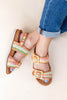 Feather Steps Big Buckle Raffia Sandals