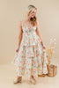 Morning Blossom Multi Floral Cotton Tiered Maxi Dress