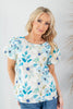 Bloom Time Floral Print Balloon Sleeve Top