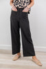 Cool Contrast Black Lined Wide Leg Pants with Tan Trim