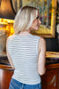 Line Dancing Striped Sleeveless Button Down Tank Top
