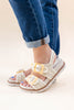 Feather Steps Big Buckle Raffia Sandals