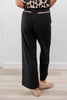 Cool Contrast Black Lined Wide Leg Pants with Tan Trim