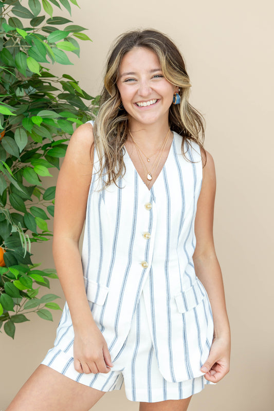 Marina Muse Sleeveless Button Down Vest