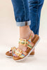 Feather Steps Big Buckle Raffia Sandals