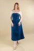Indigo Breeze Strapless Denim A-Line Midi Dress