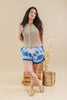 Wild Blues Blue & White Floral Linen Blend Shorts