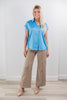 Current Mood Satin Cap Sleeve Collared Blouse