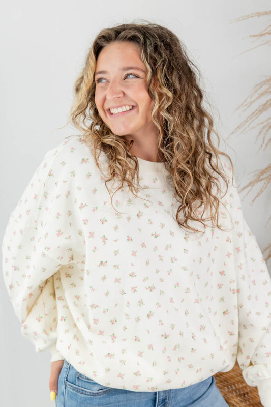 Floral Daydream Dainty Floral Terry Sweatshirt