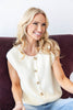 Bare Muse Knit Button Front Sleeveless Cotton Knit Sweater