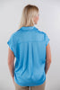Current Mood Satin Cap Sleeve Collared Blouse