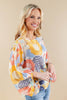 Floral Flashback Retro Floral Balloon Sleeve Blouse