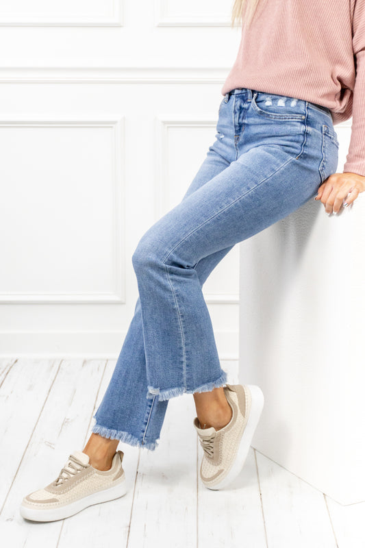 When in Rome Kick Flare Crop Mica Denim Jeans