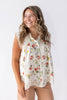Sweet Retreat Lace Trim Floral Print Sleeveless Top