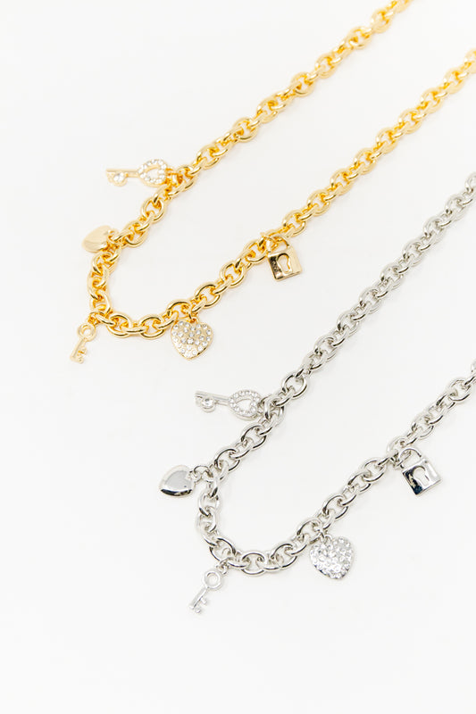 Key To My Heart Pavé Charm Necklace