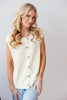 Bare Muse Knit Button Front Sleeveless Cotton Knit Sweater
