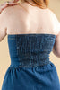 Indigo Breeze Strapless Denim A-Line Midi Dress