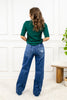 Edge of Night Front Seam Wide Leg Jeans