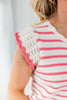 Sweetheart Stripes Flutter Sleeve Striped Knit Top