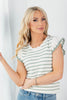 Sweetheart Stripes Flutter Sleeve Striped Knit Top