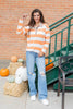 Sweet Cider Orange Striped Cotton Blend Polo Top