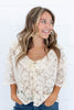 Lace Kisses Ivory Ruffle Lace Front Tie Blouse