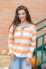 Sweet Cider Orange Striped Cotton Blend Polo Top