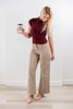 Goal Digger Front Seam Wide Leg Cotton Blend Khaki Pants