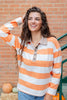 Sweet Cider Orange Striped Cotton Blend Polo Top