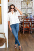 Effortlessly Chic Cotton Button Up Ruffle Peplum Hem Blouse