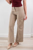 Goal Digger Front Seam Wide Leg Cotton Blend Khaki Pants