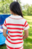 United Muse Striped V-Neck Collar Ribbed Knit Top