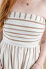 Sandy Stripes Taupe & White Striped Sleeveless Midi Dress