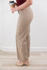 Goal Digger Front Seam Wide Leg Cotton Blend Khaki Pants