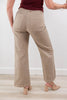 Goal Digger Front Seam Wide Leg Cotton Blend Khaki Pants