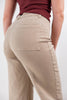 Goal Digger Front Seam Wide Leg Cotton Blend Khaki Pants