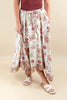 Desert Petals Bohemian Floral Print Gathered Midi Skirt