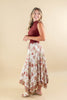 Desert Petals Bohemian Floral Print Gathered Midi Skirt
