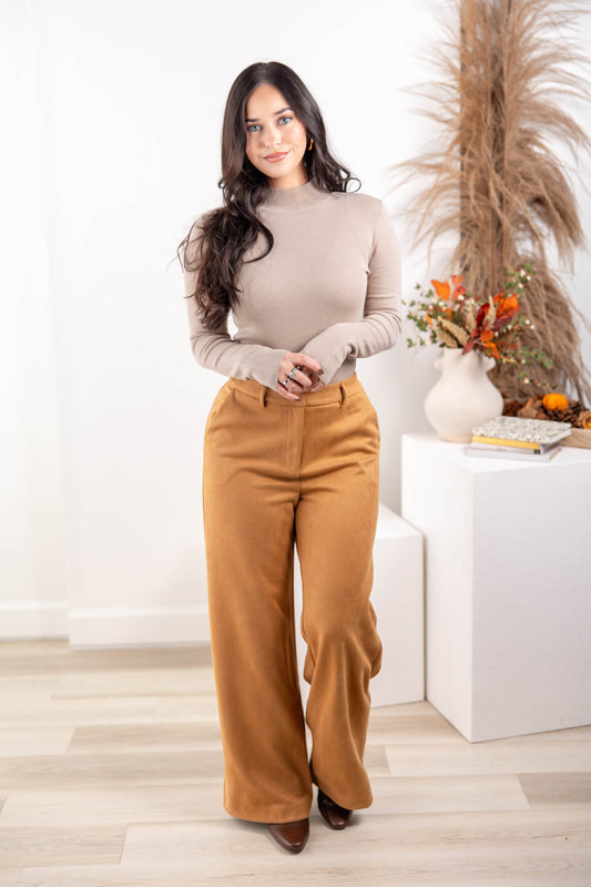 Evening Stroll Stretch Suede Wide Leg Pants