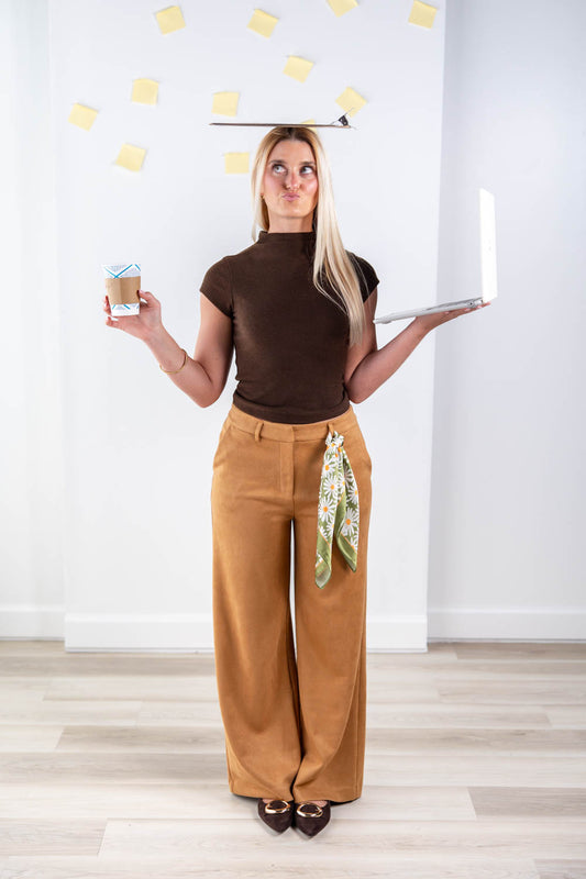 Evening Stroll Stretch Suede Wide Leg Pants