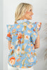 Repeat After Me Baby Blue Floral Print Flutter Sleeve Top