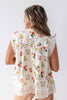 Sweet Retreat Lace Trim Floral Print Sleeveless Top